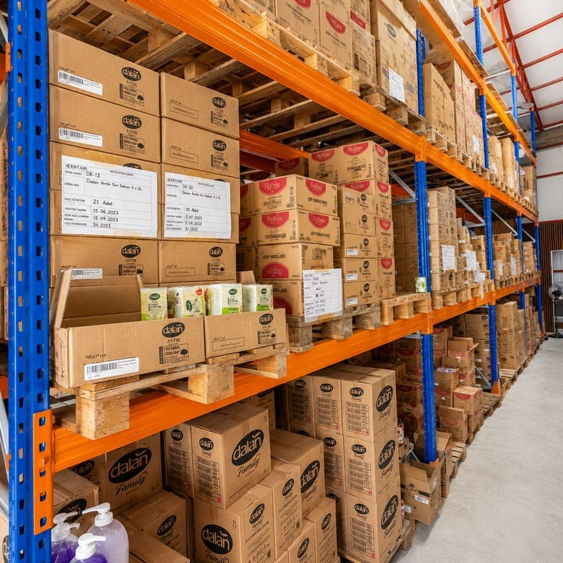 Cleaning and personal care products on the shelves